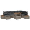 VidaXL 9-piece Garden Dining Set with Cushions In Grey Poly Rattan Acacia 3350096