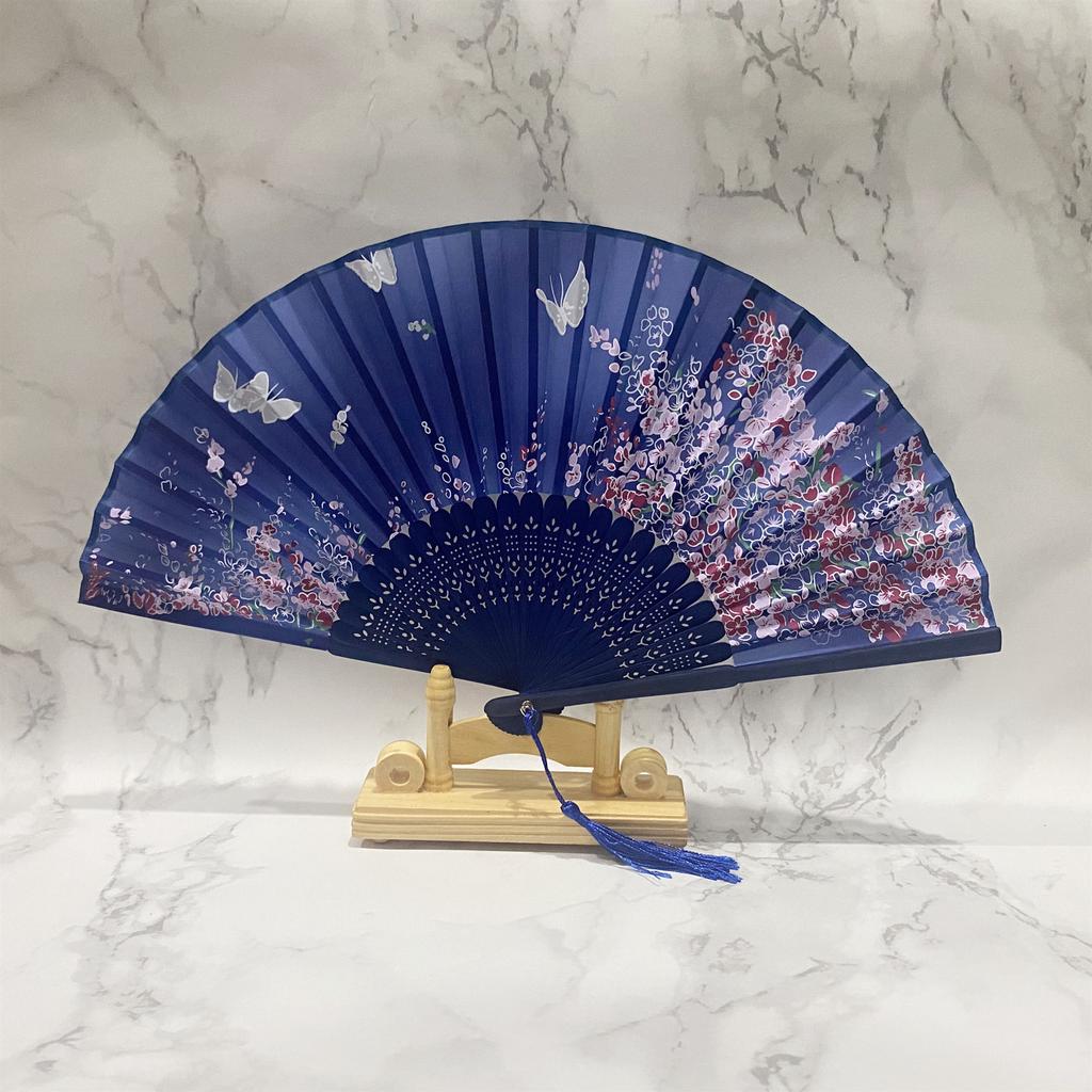 1 Pezzo Ventaglio Pieghevole da Donna Stile Antico Cinese con Nappa Frangia Ventaglio da Danza Hanfu Cheongsam Oggetti di Scena per Foto Ventaglio Portatile Estivo