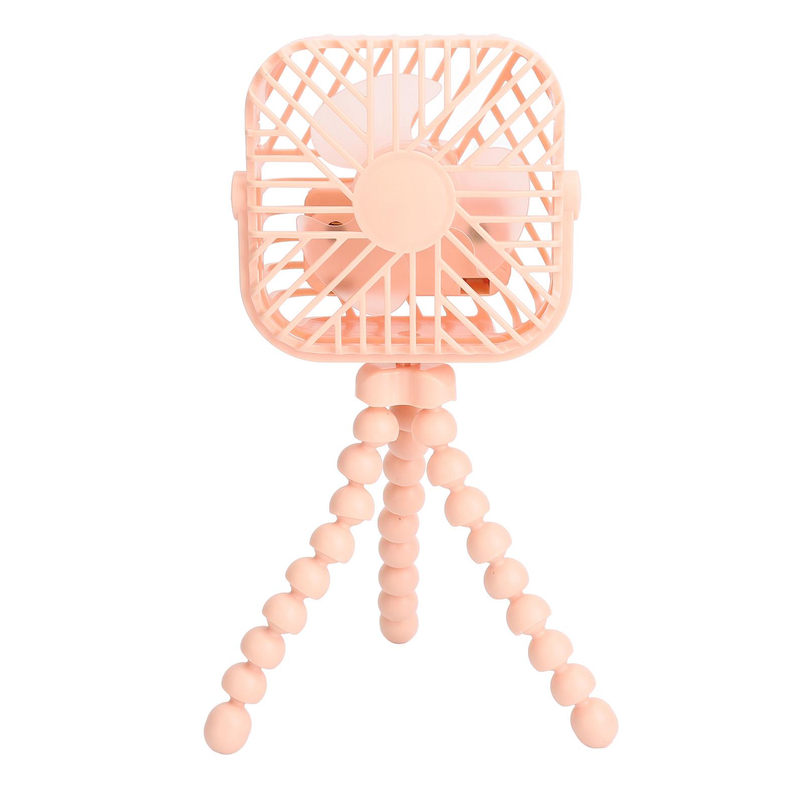 

Mini Portable Stroller Fan 3 Speed Rechargeable LED Night Light 360 Degree Rotation Cooling Desk Stroller Fan Pink