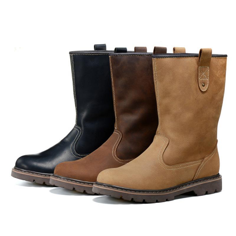 Leather men's boots tall boots cowhide Martin boots men's Mongolian boots riding boots cowboy boots breathable knight boots non-slip and