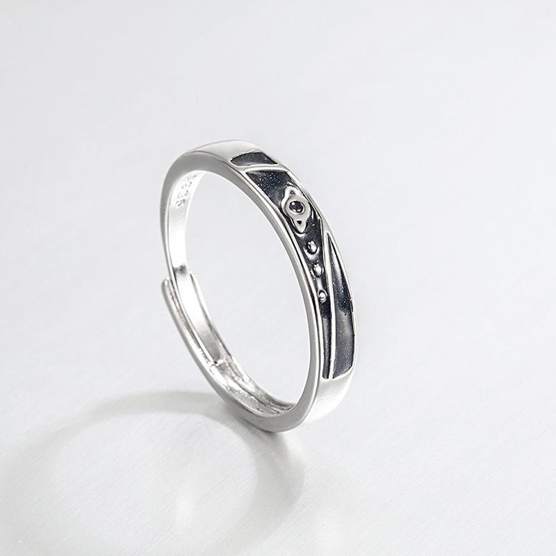 

Diamond Open Couple Rings: Simple, Niche Design - Perfect Student Christmas Gift for Girlfriend Adjustable opening