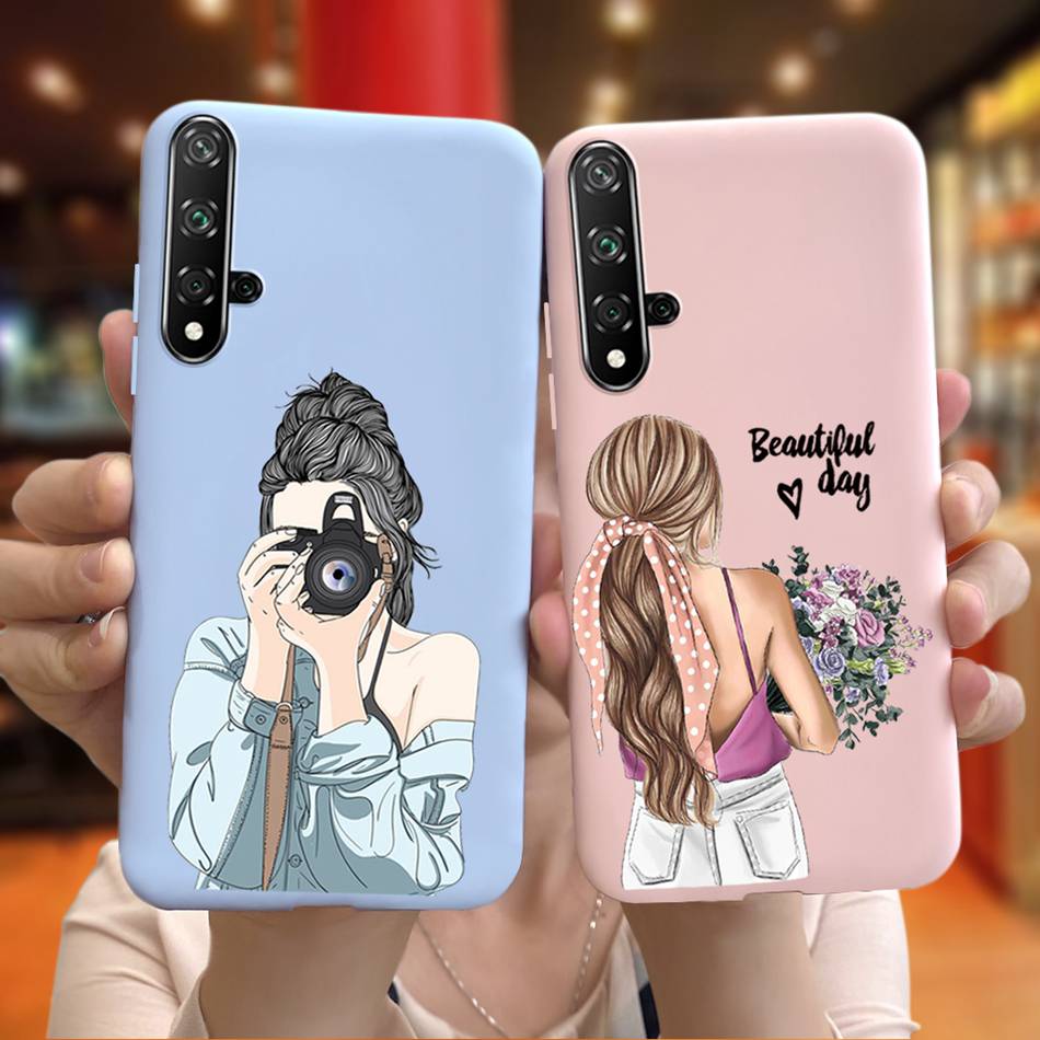 For Huawei Nova 5T Case Beautiful Girl Flower Phone Case For Huawei Nova5T YAL-L21 Soft Silicone Shockproof Back Cover Bumper