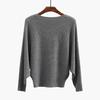 Women's Casual Fashion Knitwear One Neck Batwing Pullover Hem Elastic Soft Breathable Sweater Loose Simple Solid Comfortable Thread Knit Tops