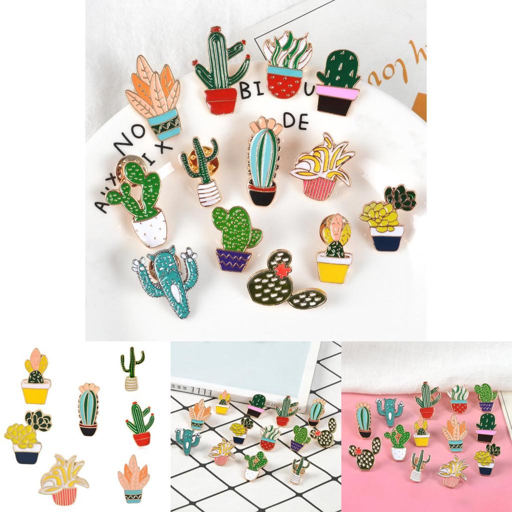 Unique Cartoon Creative Cactus Brooch Pin Accessory For Fashionable Apparel Use
