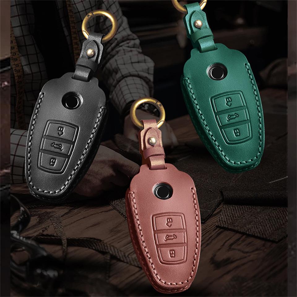 Cowhide Key Cover & Chain for Volkswagen Touareg (2013-2017)