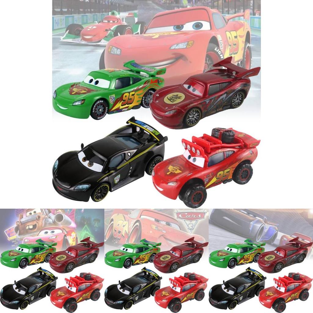 Alloy Racing Car Toy Collection Featuring Mater Orange Bad Guy And Lightning Mcqueen