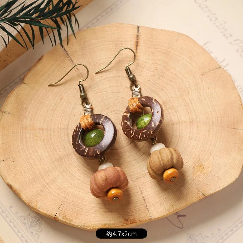 

Винтажный лесной стиль, натуральные растительные аксессуары для ушей, ручная работа, креативные, маленькие и уникальные серьги в виде плодов дуба, длинные серьги с кисточками