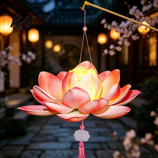 Wedding Party Decoration DIY Lotus Lantern Craft Kit, Handmade Flower Paper with LED Portable Handheld Light Light, Vintage Decorative Lighting