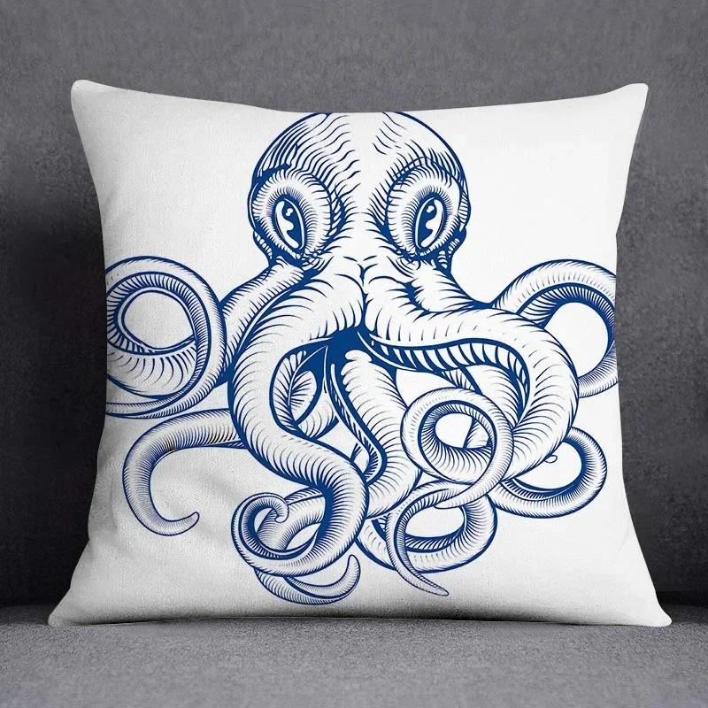 Blue Sailor Mermaid Marine Home Decor Pillowcase Square   Office  Cushion Cover