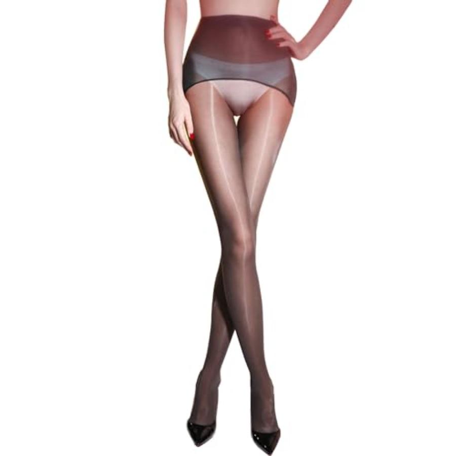 Htruiya Women S Shiny Pantyhose Sheer Control Top Tights Sheer Footed Silk Stockings 15D