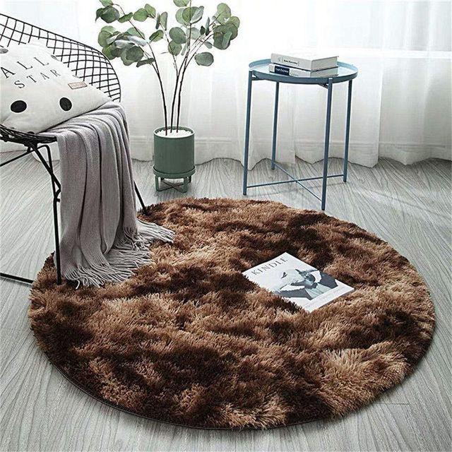 Nordic Style Round Carpet Living Room Home Rug Decoration Comfortable Soft Color Gradient Versatile Design Non Slip Pad