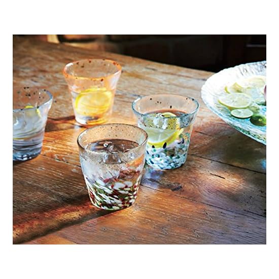 ADERIA Tsugaru Vidro Hyoka Gold-Leaf Rock Glass, Yu (Sunset), 300ml, Made In Japan, In Dedicated Woo