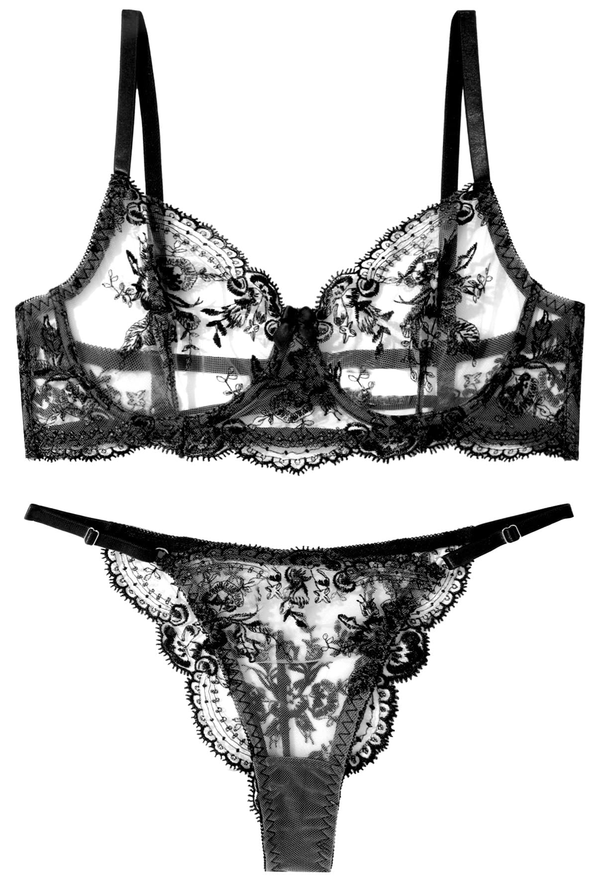 

SEAUR Кружевное Удобное для Мягких Трусиков Размер L Женское Нижнее Белье, Вечеринки, Комплект со Шнуровкой, Черный, чёрный