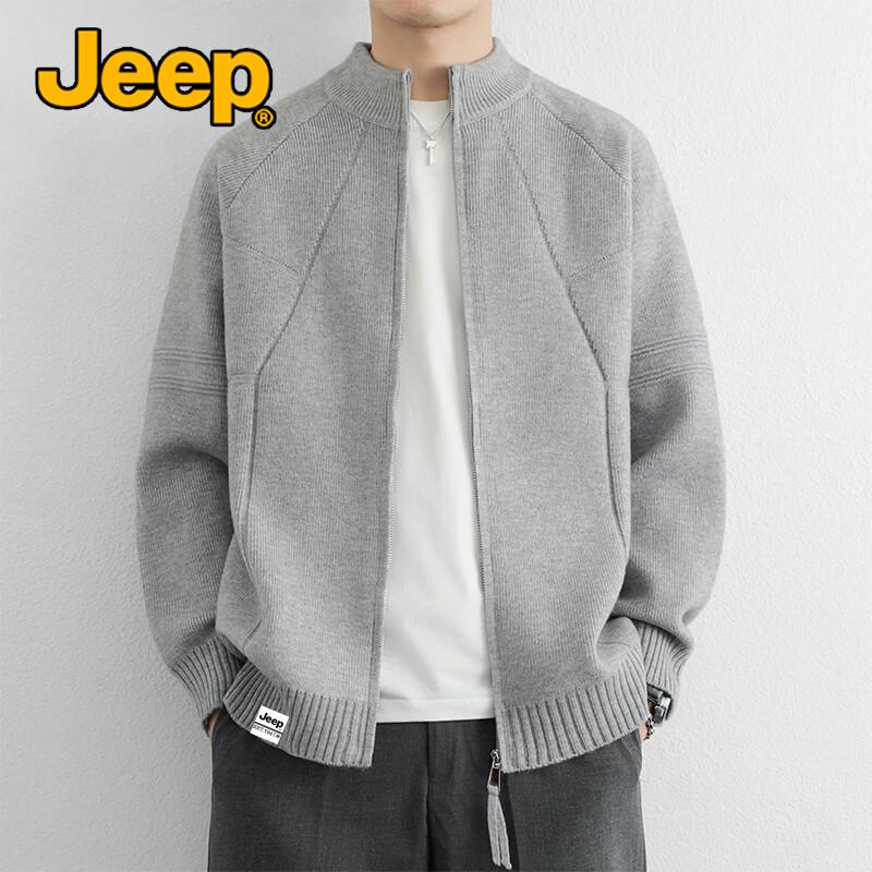 Jeep Men's American-Style Relaxed Knit Zip-Up Cardigan