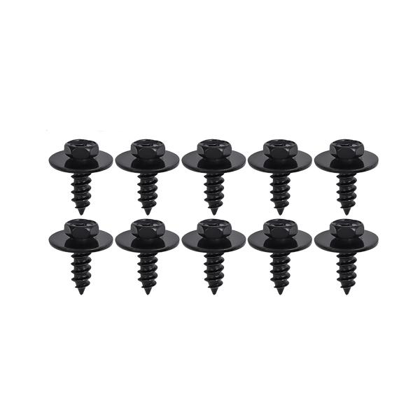 Black Car Bumper Fender Fastener Clip Hex Head Self Tapping Screws Universal Auto Fender Splash Seal Guards Rivet Clip Screws