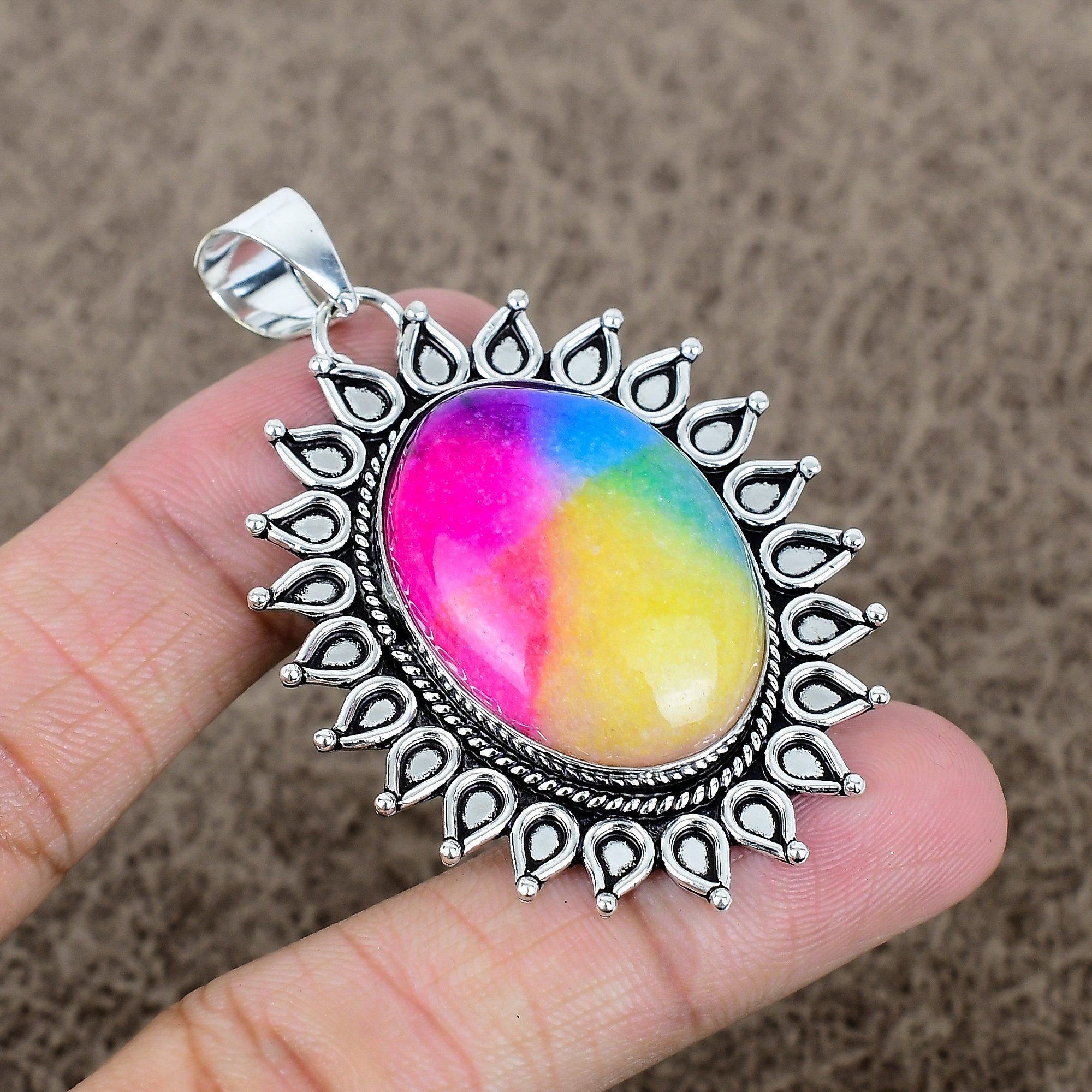

Rainbow Solar Quartz Gemstone 925 Sterling Silver Jewelry Pendant 2.44 KKG-726