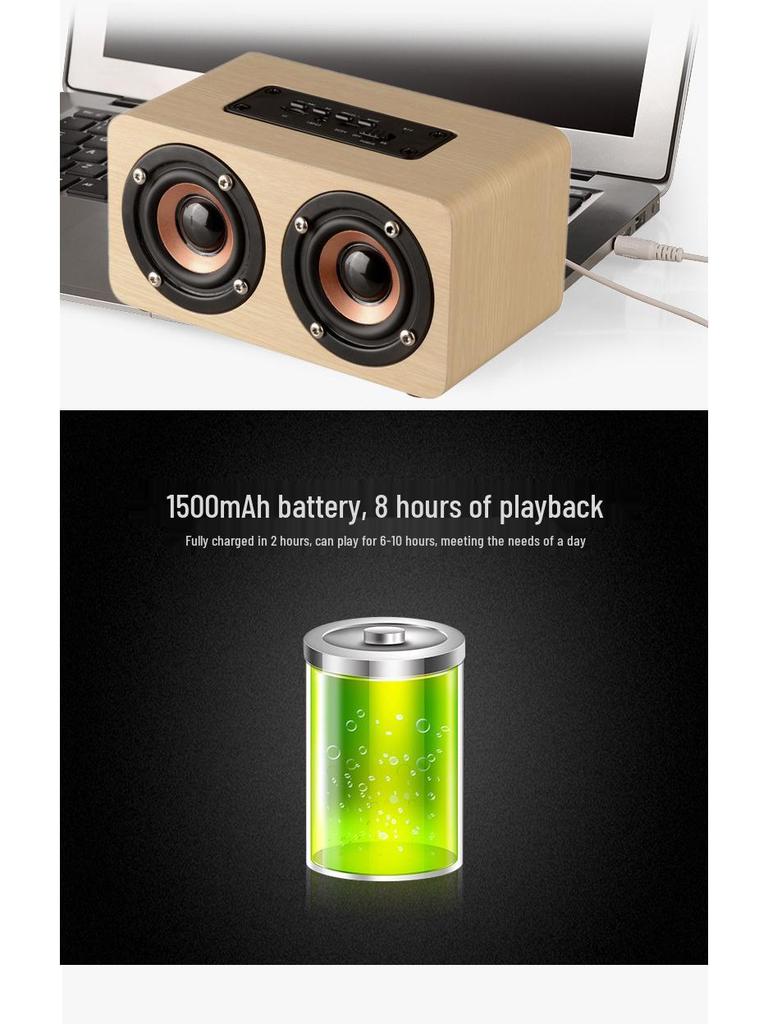 Portable Wooden Bluetooth Mini Subwoofer Speaker for Phone & Computer