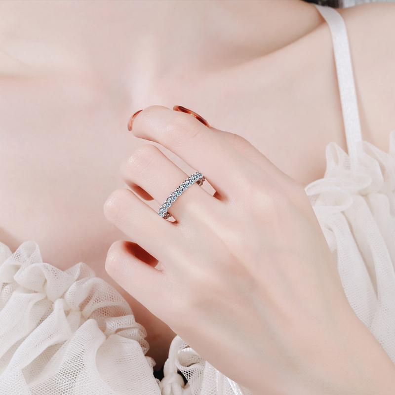 Knobspin 5mm 7ct D Farbe Moissanit Ring 925 Silber Platinbeschichtet mit Weißgold Ehering Ewigkeit Band Verlobungsringe Für Frauen