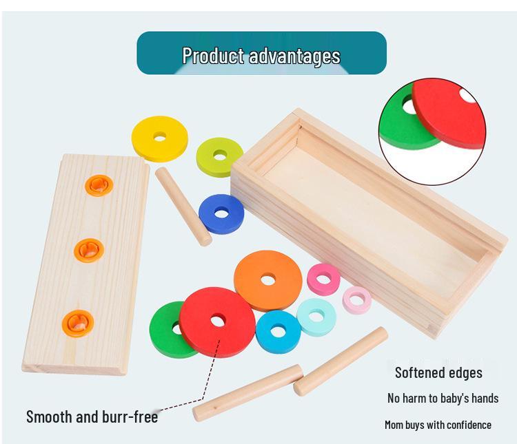 Hanoi Tower Wooden Puzzle Toy for Logical Thinking - Eight Layers for Early Education and Elementary Students