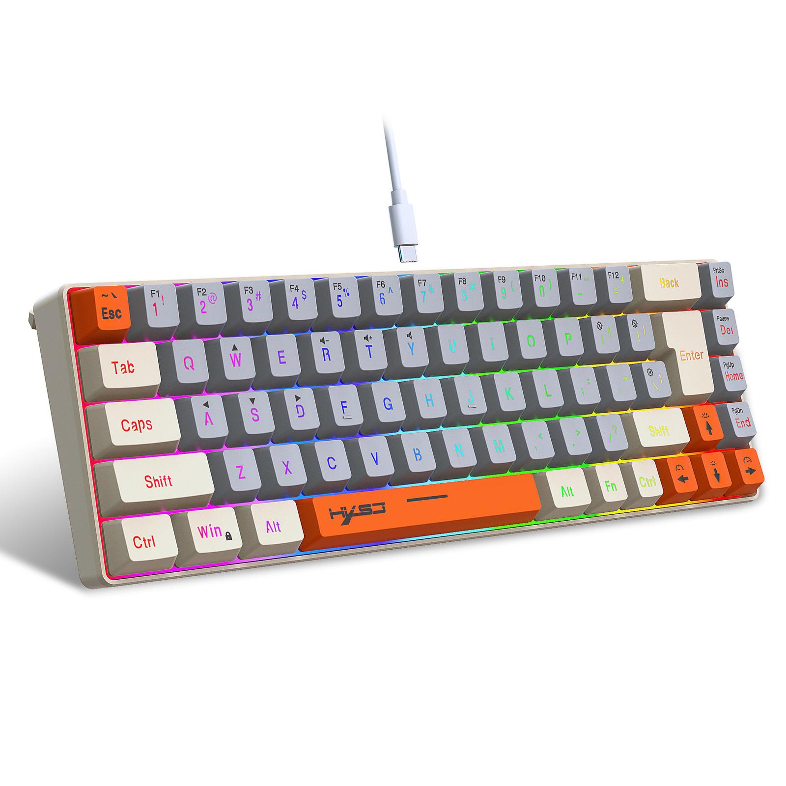 

Мембранная клавиатура для ПК, игровая, проводная, 68-клавишная, компактная, с красочной подсветкой, Key-Line, TYPE C TO