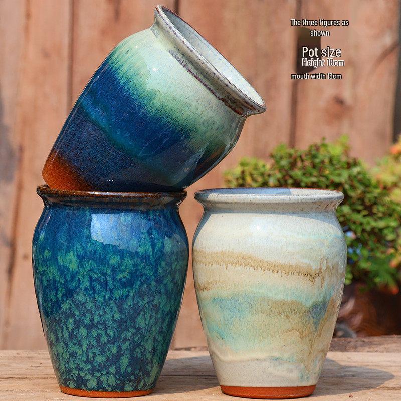 Large Retro Square Ceramic Succulent and Orchid Pot