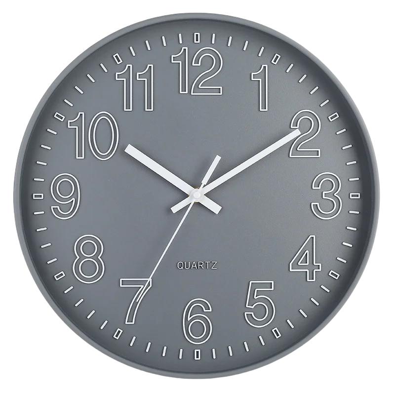 12 Inch Mute Room Wall Clock Mute Does Not Tick Round Three-dimensional Wall Hanging Clock for Study Bedroom Livingroom