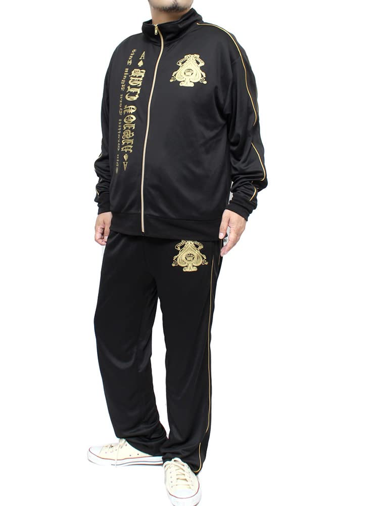 

One Colors Men s Full-Zip Jacket and Pants Set, Long and Short Sleeves, Piping Jersey, Size M, Black (Long Sleeves)