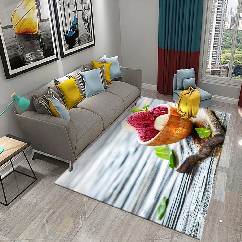 Ice Cream Carpet Dessert Pattern Rugs for Living Room Kids Bedroom Porch Rug Kitchen Non-slip Rugs Hallway Entrance Decor Carpet