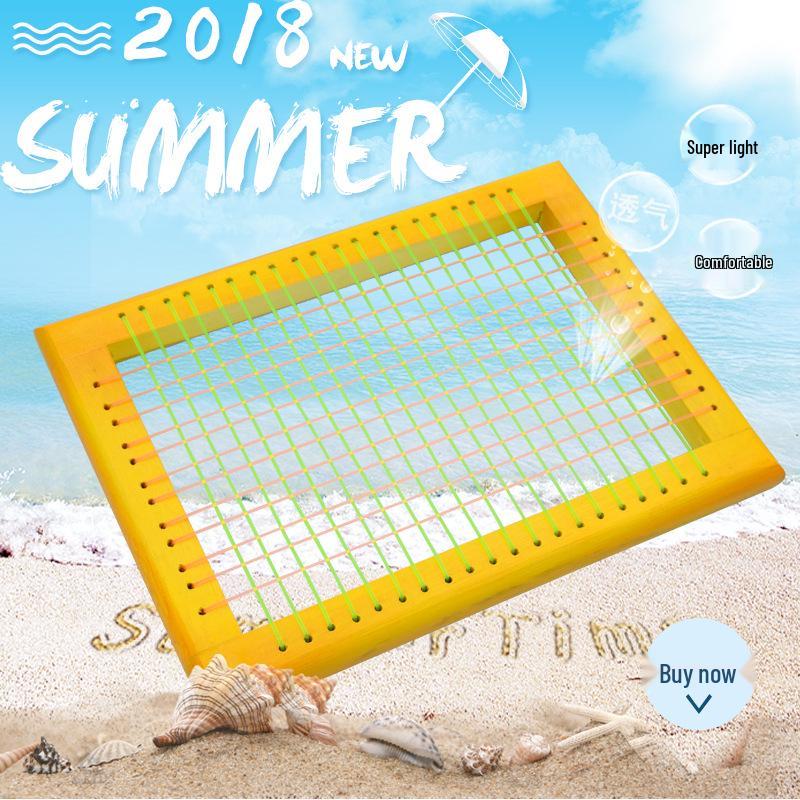 Almofada de Cadeira de Verão Respirável em Malha com Estrutura de Madeira