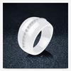 European & American 14MM Large Black & White Diamond-Set Ceramic Couple Rings - Elegant & Fashionable.