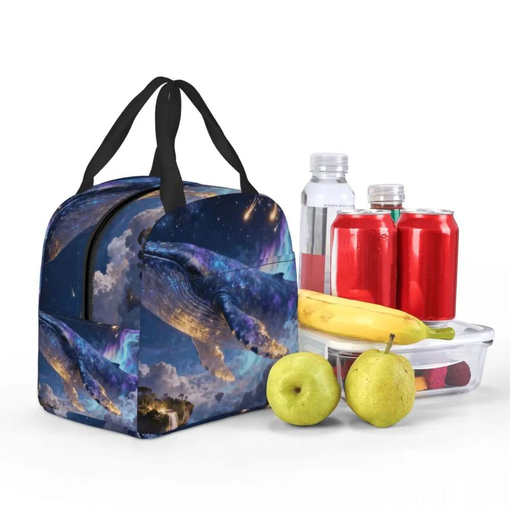 Dreamy Underwater Whale Pattern Insulated Lunch Bag for Women Kids Portable Food Boxes Thermal Lunch Box Tote