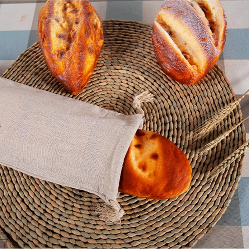 4/2/1 STK Brødposer av lin Gjenbrukbar snørepose for brød Hjemmelaget håndverksbrød oppbevaringspose Linbrødposer for baguette