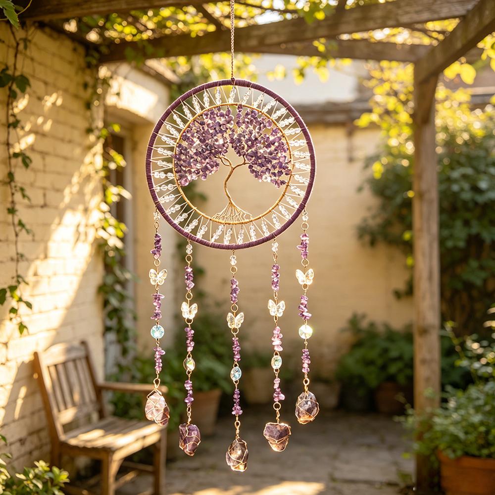 Kristall-Achat-Platte Autoanhänger Sonnenfänger Windspiel Hängendes Ornament für Heimdekoration für Hochzeit oder Valentinstag