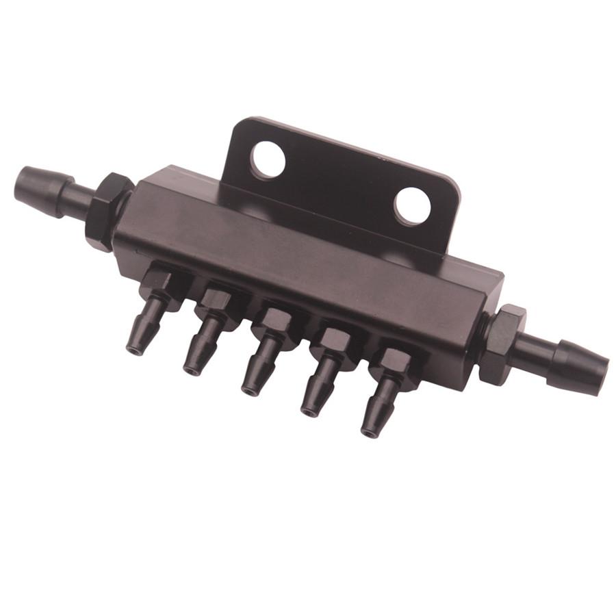 Black 5 Port Car Vacuum Block Manifold Intake Fuel Gas Wastegate Turbo Boost