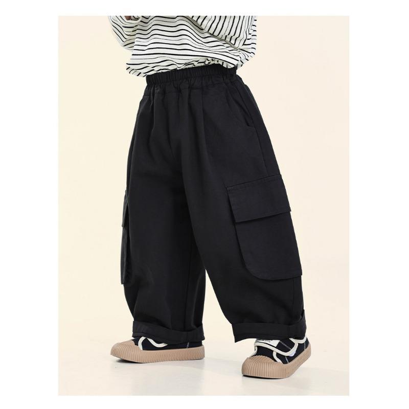 Boys Kids Loose Casual Solid Korean Style Long Trousers For Spring Autumn