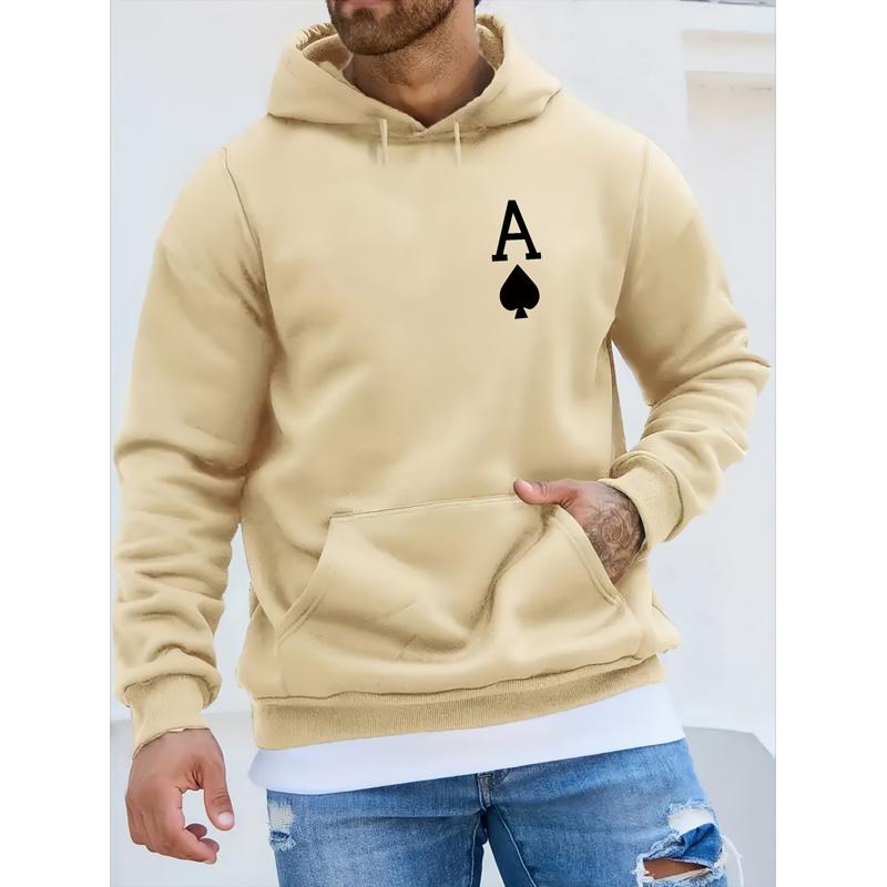 

Cool Poker Spade: повседневная толстовка с графическим рисунком и сумкой-кенгуру, осенне-зимний пуловер с капюшоном с длинными рукавами для мужчин 3XL хаки