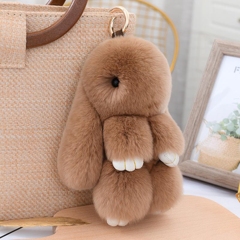 Three Model Size Rex Rabbit Fur Cute Fluffy Bunny Keychain Bag Toys Doll Lovely Keyring Pendant
