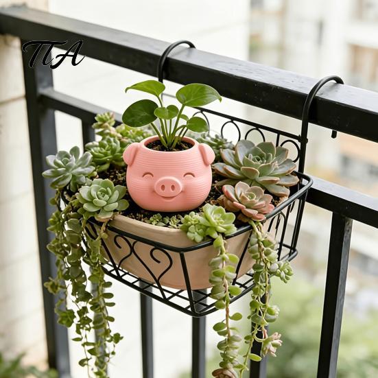 Mini Flower Pot 3D Printed Pig Shaped Flowerpot, Decorative Planter for Succulents Herb Green Plant Container Plants, Animal Holder Indoor Outdoor