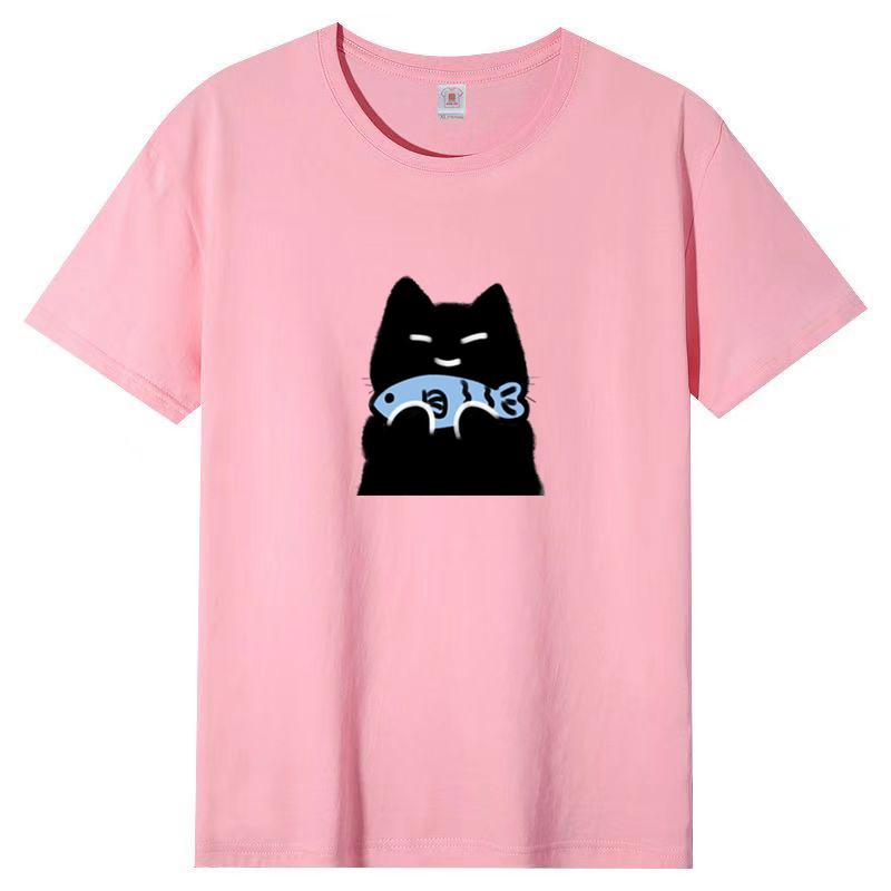 Dámské léto Populární tričko s krátkým rukávem Bavlna Prodyšné Volný top Potištěné tričko Ležérní