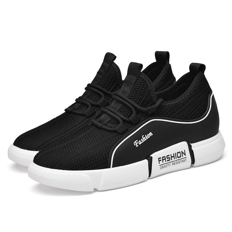 

Men s Summer Breathable 6cm Hidden Heel White Casual Sport Shoes - Soft, Versatile, and Height-Increasing. 37