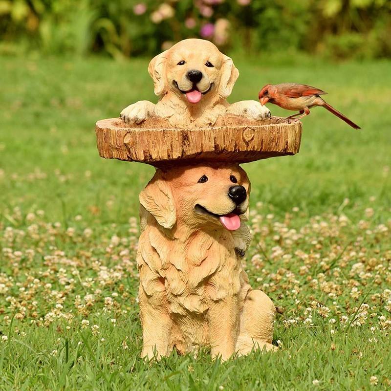Garden Animal Resin Bird Feeder With Decorative Sculpture For Outdoor Water Features