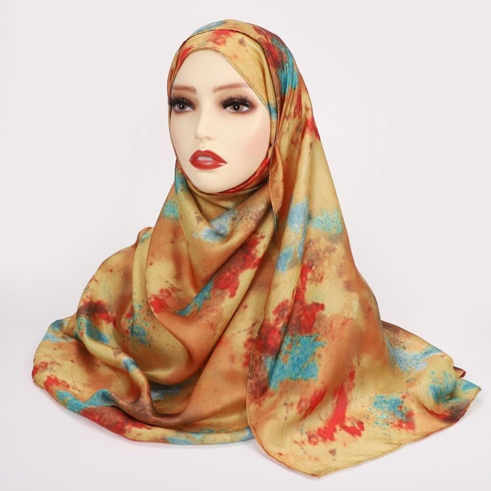Breathable Satin Scarf Ethnic Long Scarf Elegant Headscarf  Party