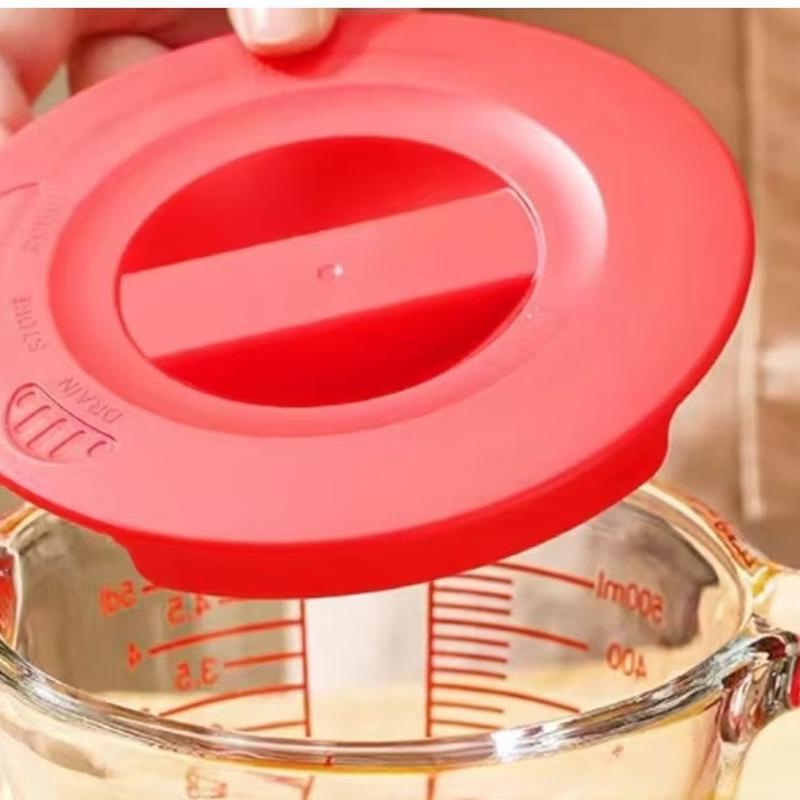 Yicang 1000ML Graduated Glass Measuring Cup with Red Lid, 5-Pack