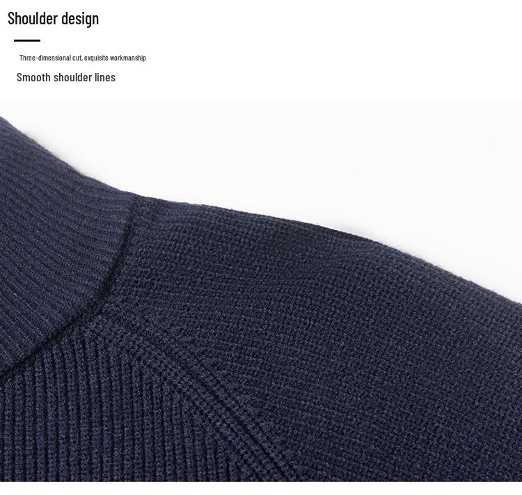 2025 Autumn/Winter Men's Stand-Up Collar Knitted Cardigan: Fashionable, Versatile Solid Color Sweater with Long Zipper.