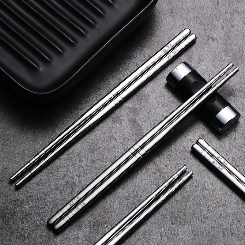 Chopsticks Non-slip Stylish Healthy Light Weight Chinese Stainless Steel Reusable Metal Chopstick For Sushi Food Tableware