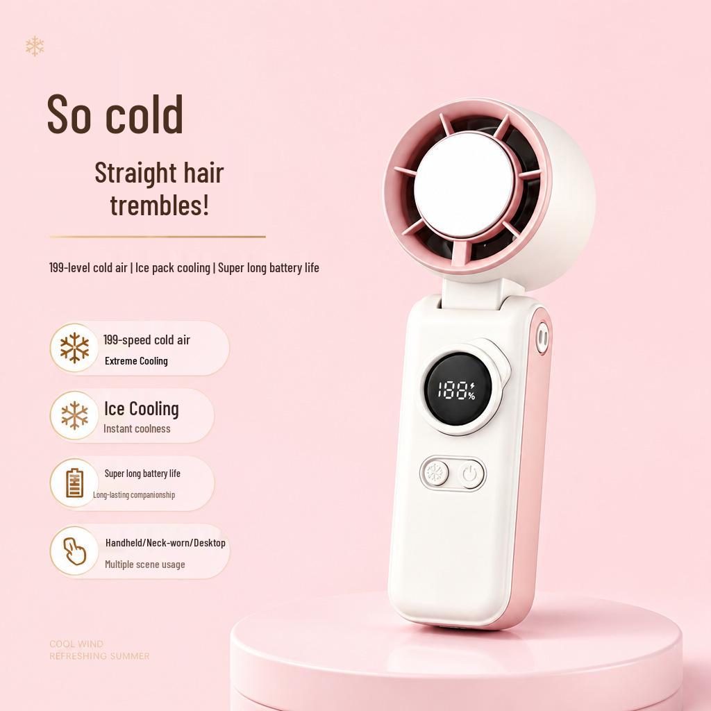 199-Speed Rechargeable USB Handheld Fan: Turbo Ice Cool Compact Electric Mini Fan 172*60*50 mm