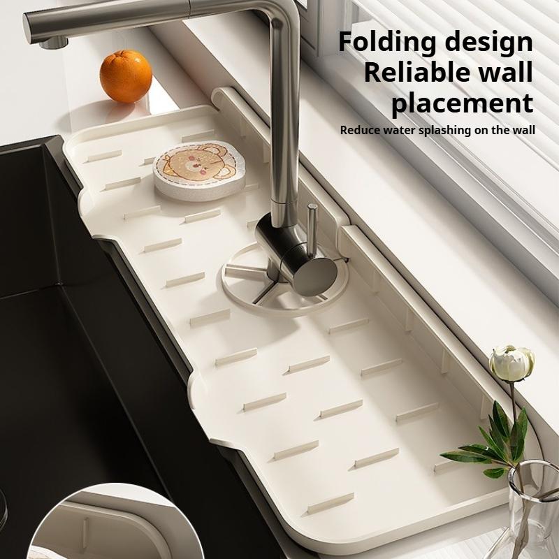 Silicone Faucet Drying Mat, Food - Grade Double - Direction Drainage, Anti - Slip & Stain - Resistant, Kitchen/Bathroom Sink Mat