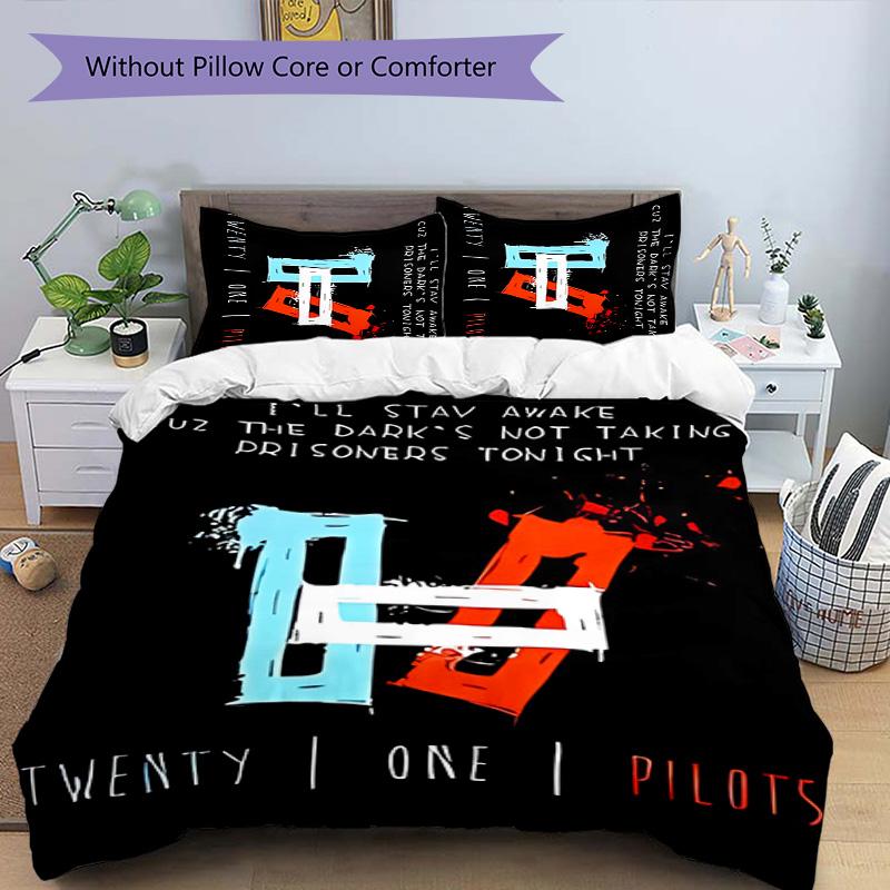 3pcs Tyler Joseph and Josh Dun1 pattern bedding set duvet cover set includes duvet cover &pillowcases, perfect all season bedroom decoration & gift