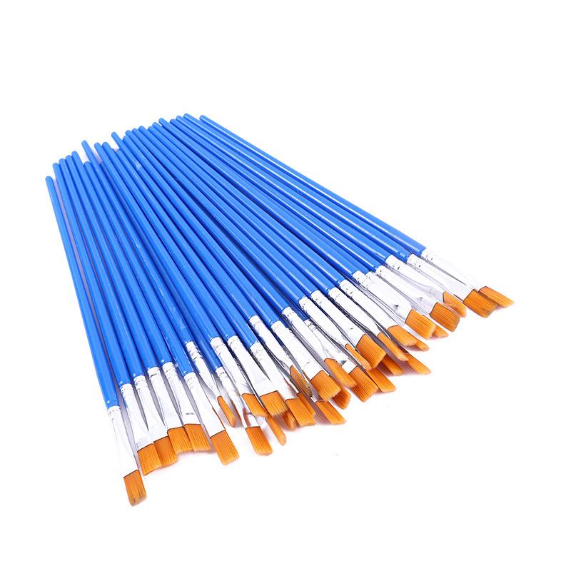 Children s Blue Plastic Handle Nylon Bristle Paint Brush - Flat Head Acrylic/Oil Painting Brush Size 2