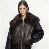 Winter New Pu Down Cotton Jacket Women's Short Lamb Wool Collar Warm Pie Overcome